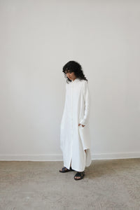 mandu long sleeve dress in white