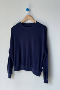 pointelle core sweatshirt in navy