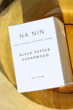 Load image into Gallery viewer, black pepper &amp; cedarwood incense cones