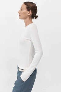 organic cotton long sleeve top in white