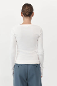 organic cotton long sleeve top in white