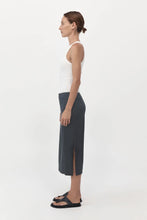 Load image into Gallery viewer, soft silk midi skirt in washed black