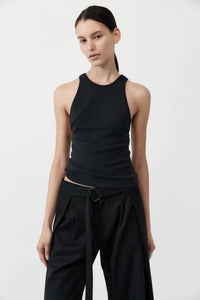 organic cotton v back tank in black