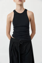 Load image into Gallery viewer, organic cotton v back tank in black