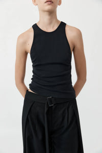 organic cotton v back tank in black