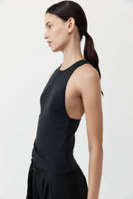 Load image into Gallery viewer, organic cotton v back tank in black