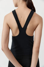 Load image into Gallery viewer, organic cotton v back tank in black