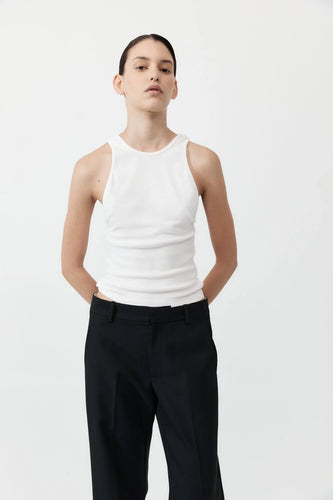 organic cotton v back tank in white