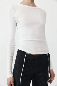 organic cotton long sleeve top in white