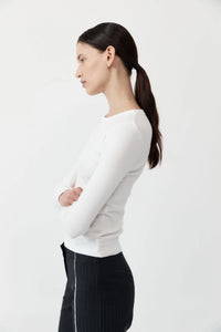 organic cotton long sleeve top in white