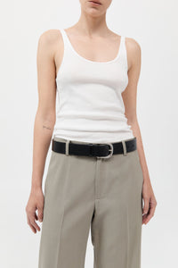 organic cotton slim scoop tank in white