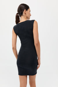cupro jersey mini dress in black