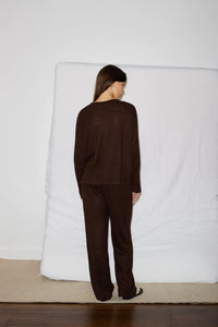 soft long sleeve top in chocolate