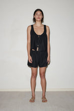 Load image into Gallery viewer, open linen short set in black