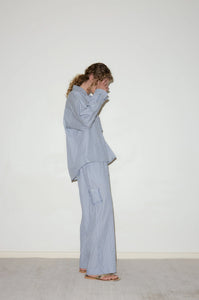 cotton pj set in glacier stripe