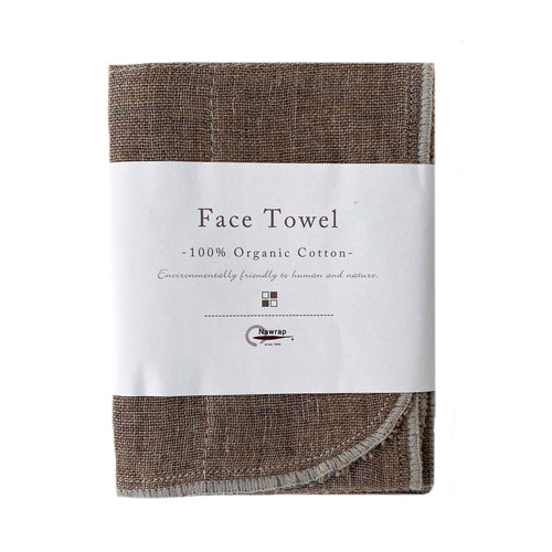 Nawrap Organic Face Towel, Binchotan-Infused: Brown/Binchotan Gray