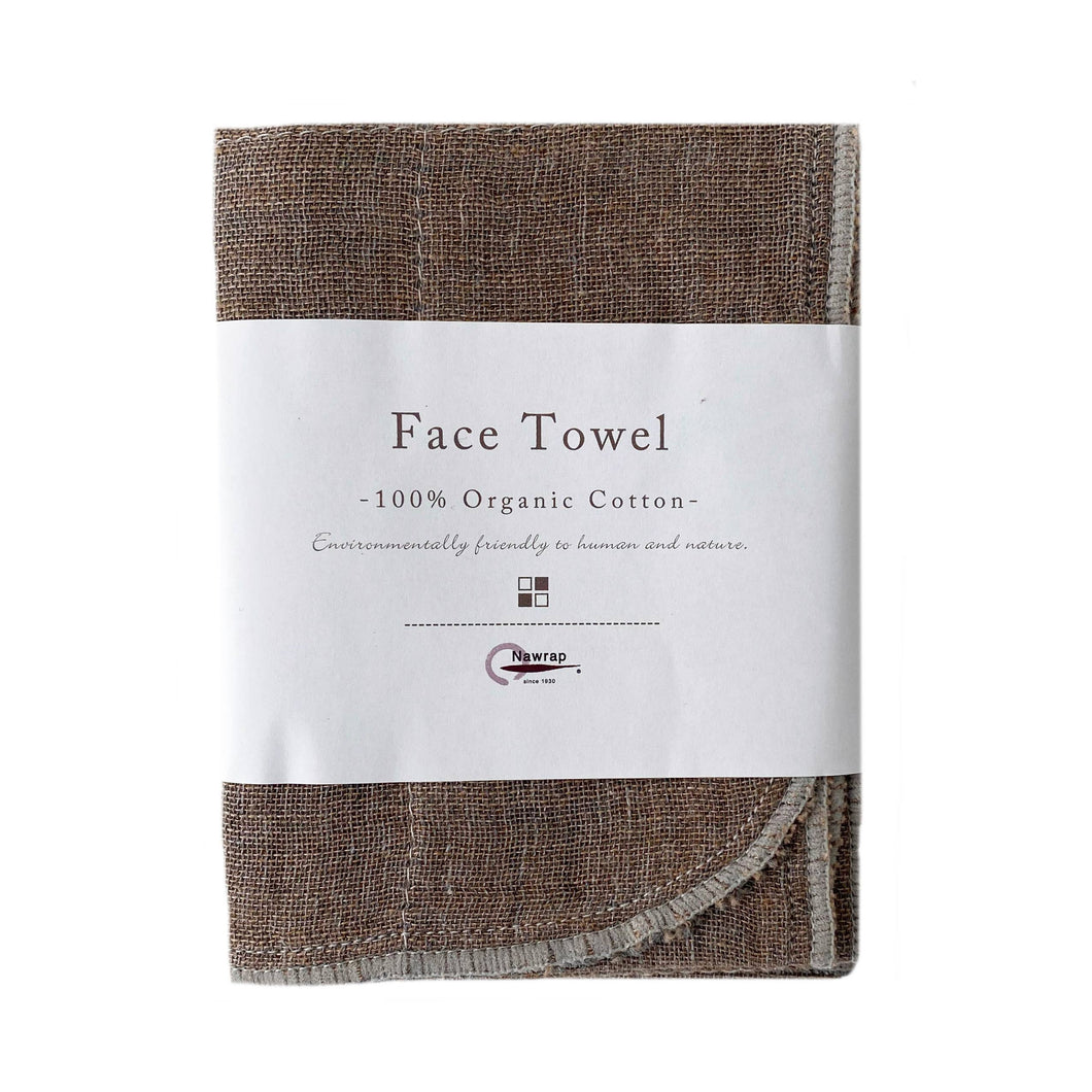Nawrap Organic Face Towel, Binchotan-Infused: Brown/Binchotan Gray