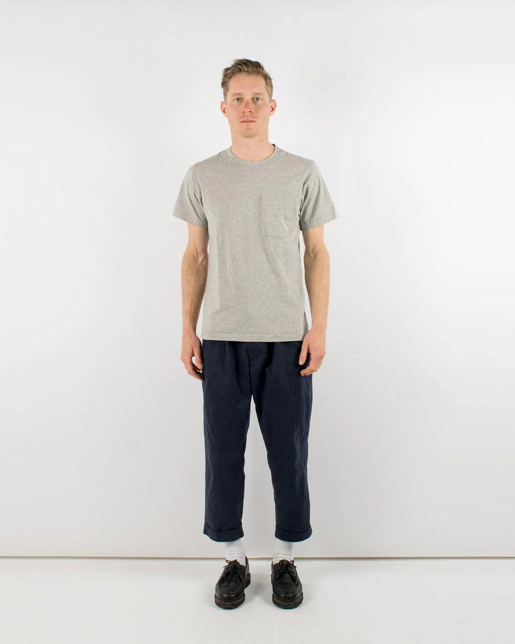 heavy duty tee single pocket tee in heather