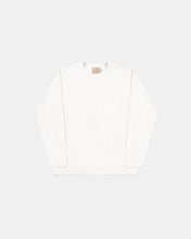 Load image into Gallery viewer, heavy duty long sleeve single pocket tee in white