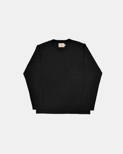 heavy duty long sleeve single pocket tee in black