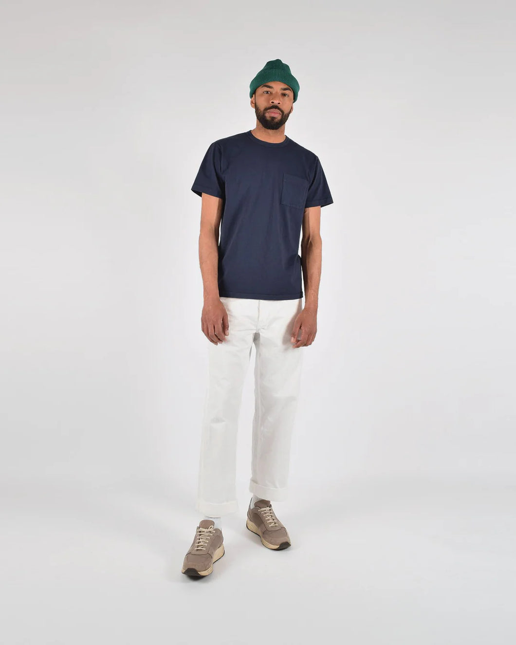 heavy duty tee single pocket tee in navy