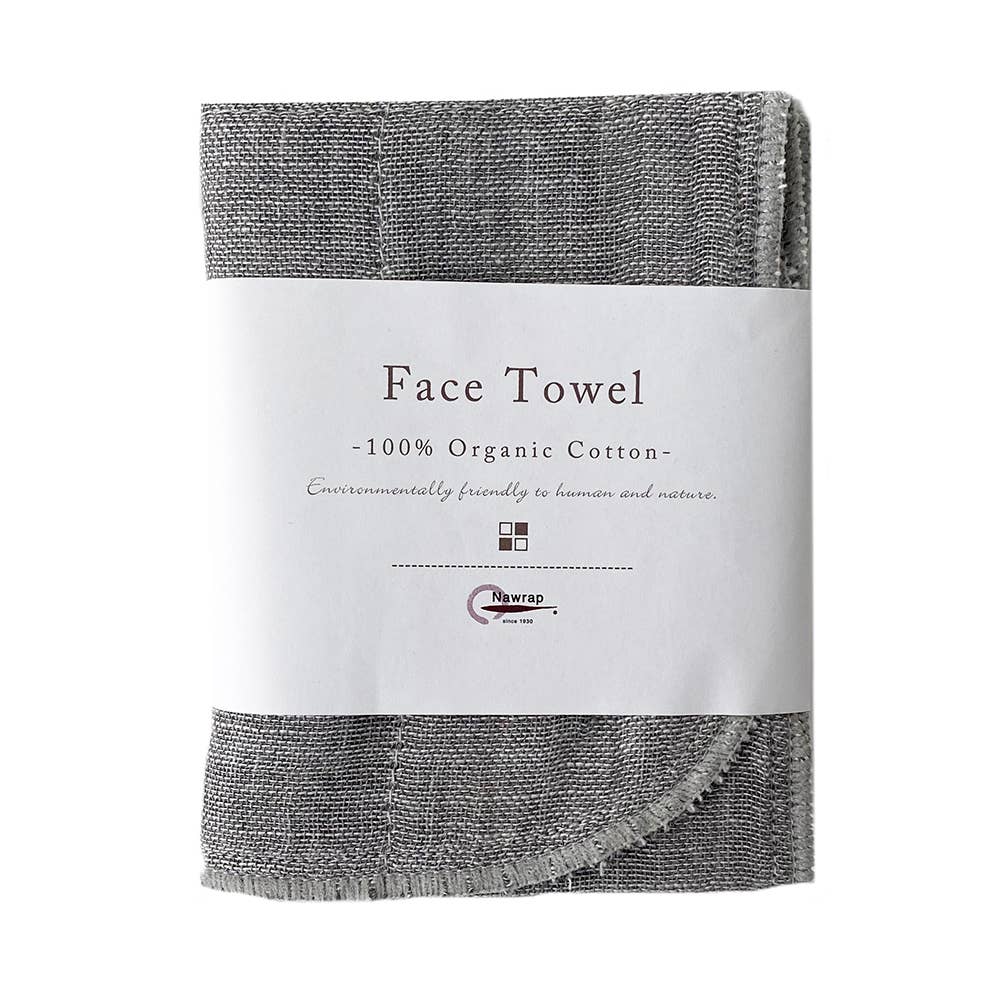 organic face towel in binchotan infused gray