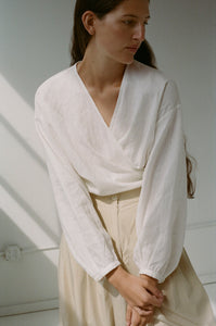 linen giverny blouse in salt