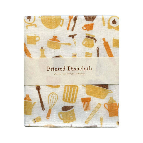 printed dishcloth in kitchen