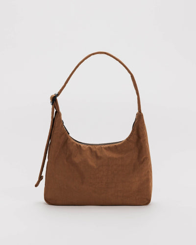 mini nylon shoulder bag in brown