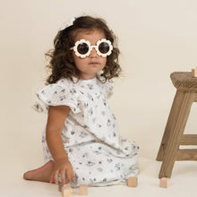 Load image into Gallery viewer, organic short sleeve flutter dress in pastel bloom
