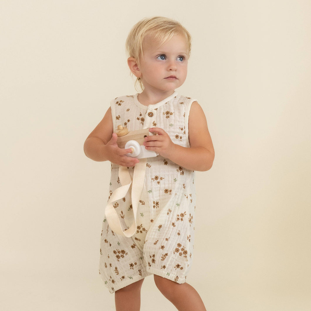 organic sleeveless bubble romper in bohemia