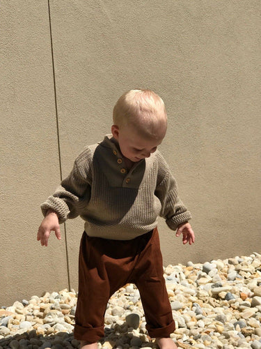 mini scooter raw silk harem pant in cinnamon / 6-12 MO