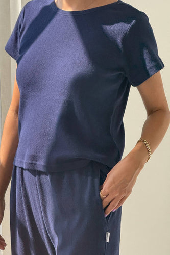 pointelle babe tee in navy