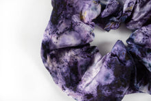 Load image into Gallery viewer, botanically dyed silk scrunchie in purple