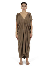 Load image into Gallery viewer, silk deep v kaftan in otter