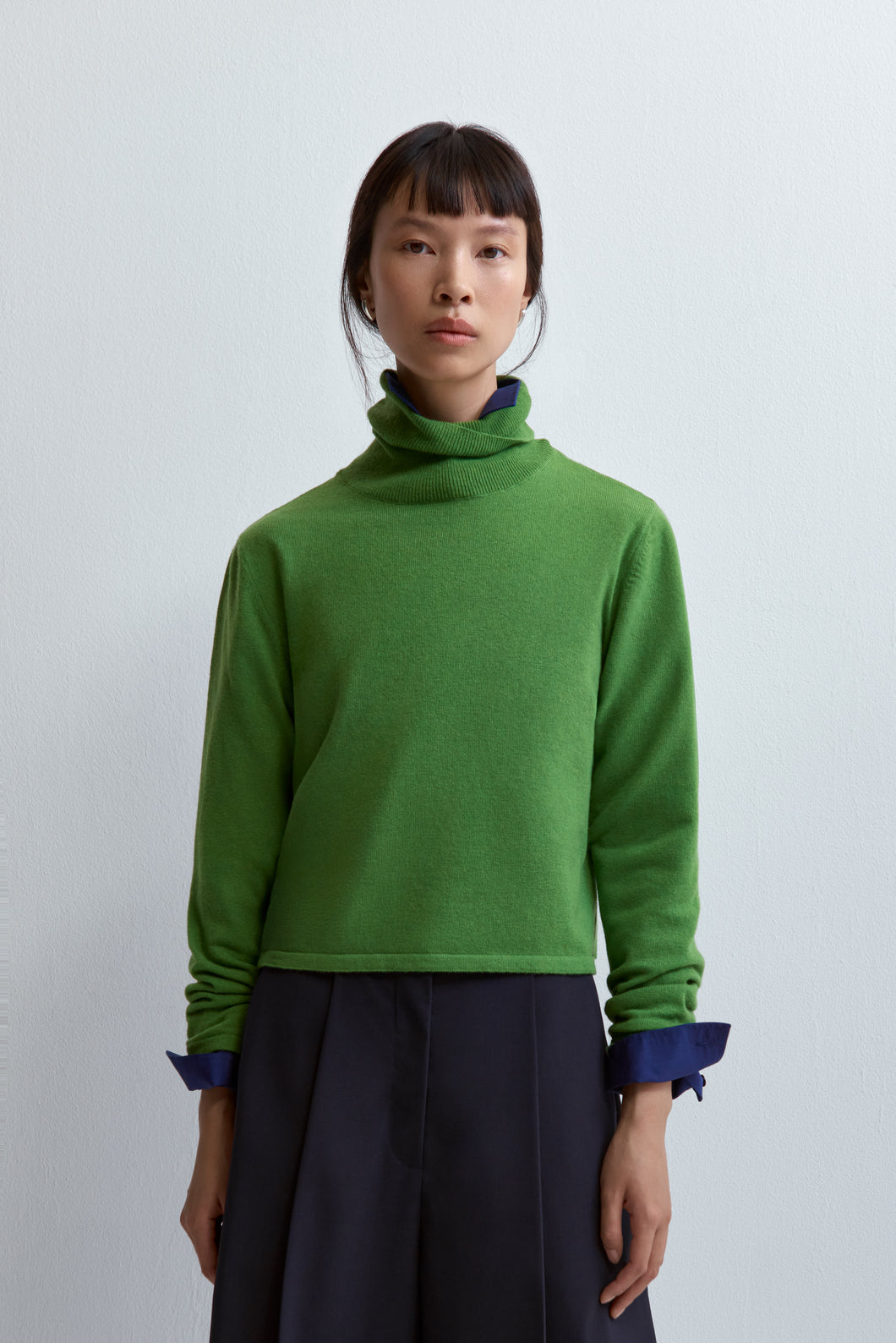 merino wool turtleneck sweater in herba