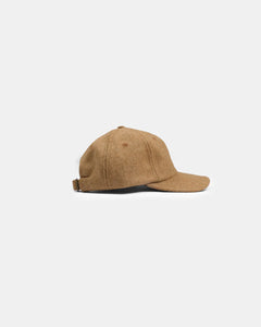 unstructured baseball hat in dark tan mix wool