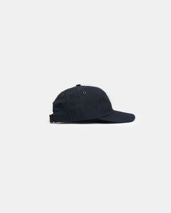 unstructured baseball hat in dark navy waxed canvas