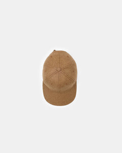 unstructured baseball hat in dark tan mix wool