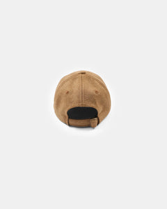 unstructured baseball hat in dark tan mix wool