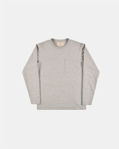 heavy duty long sleeve single pocket tee in heather