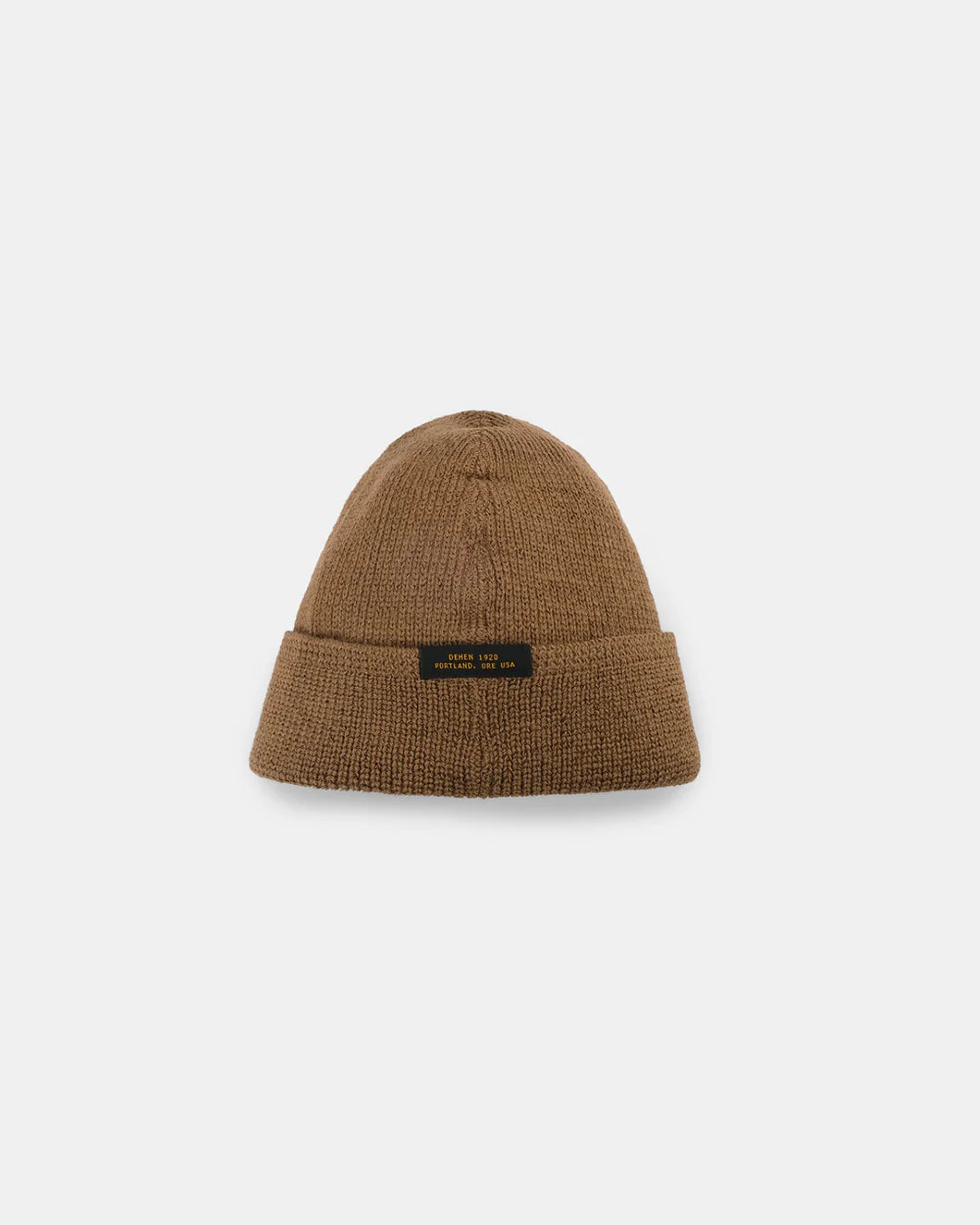 wool knit watch cap in dark tan