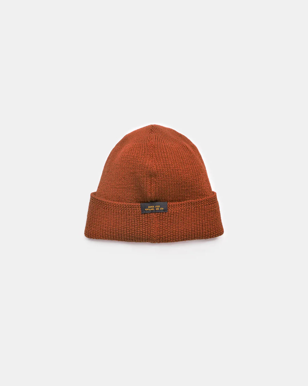 wool knit watch cap in burnt orange