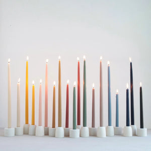 18" dipped taper candles in parchment