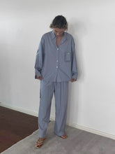 Load image into Gallery viewer, cotton pj set in glacier stripe