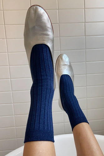 her socks in sapphire glitter
