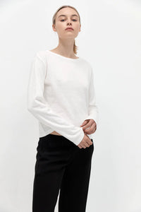 jersey long sleeve top in white