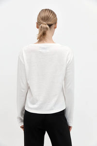 jersey long sleeve top in white