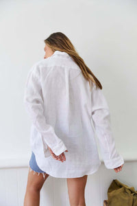 classic linen repeat shirt in white