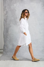 Load image into Gallery viewer, phoebe mini shirt dress in white